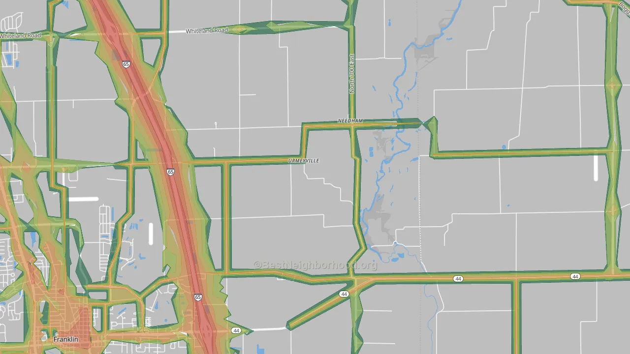 Urmeyville, IN Map of Noise Levels in Urmeyville
