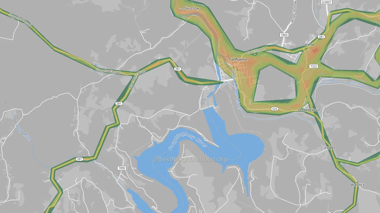 Ursina Junction, PA Map of Noise Levels in Ursina Junction