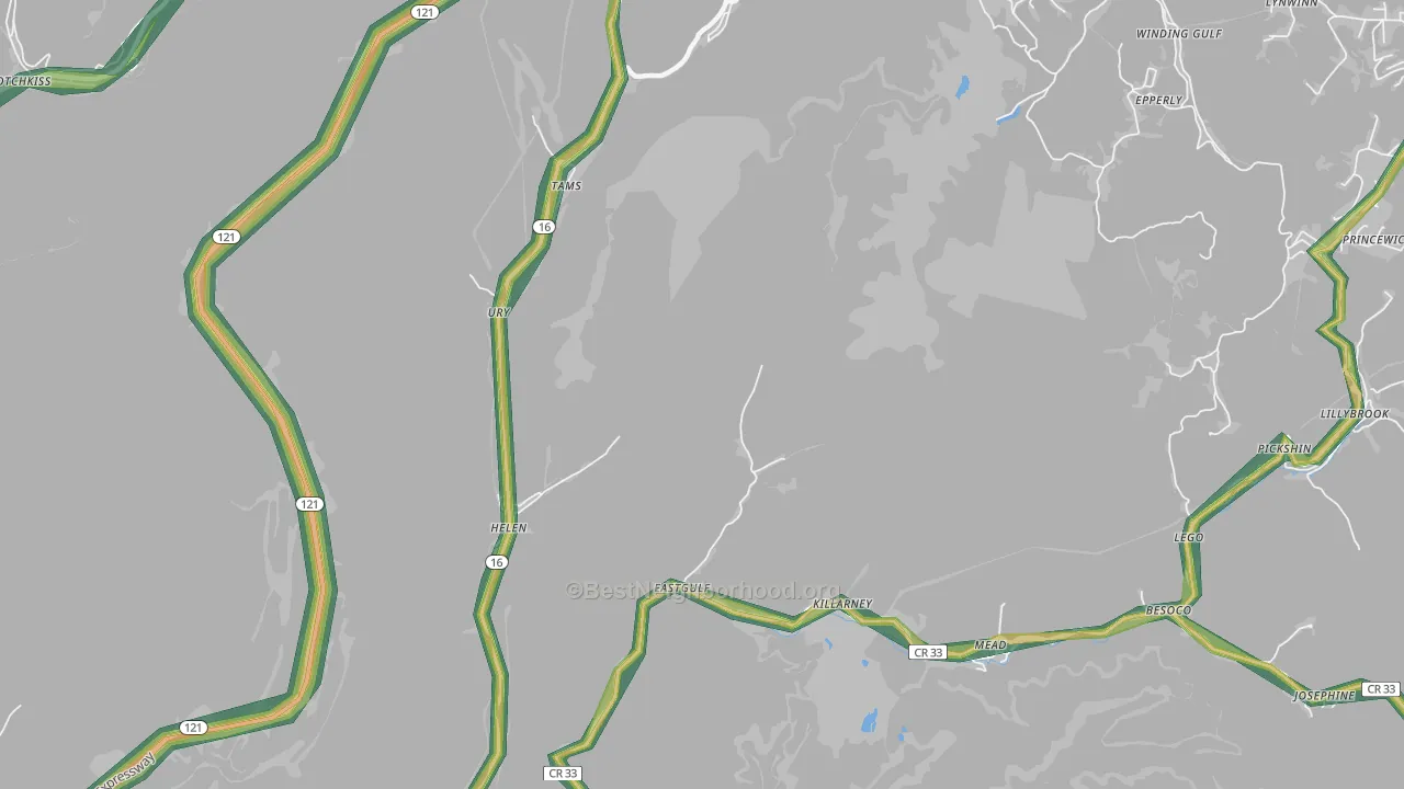 Ury, WV Map of Noise Levels in Ury