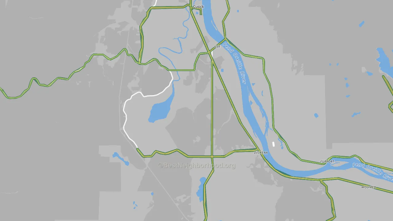 Usk, WA Map of Noise Levels in Usk