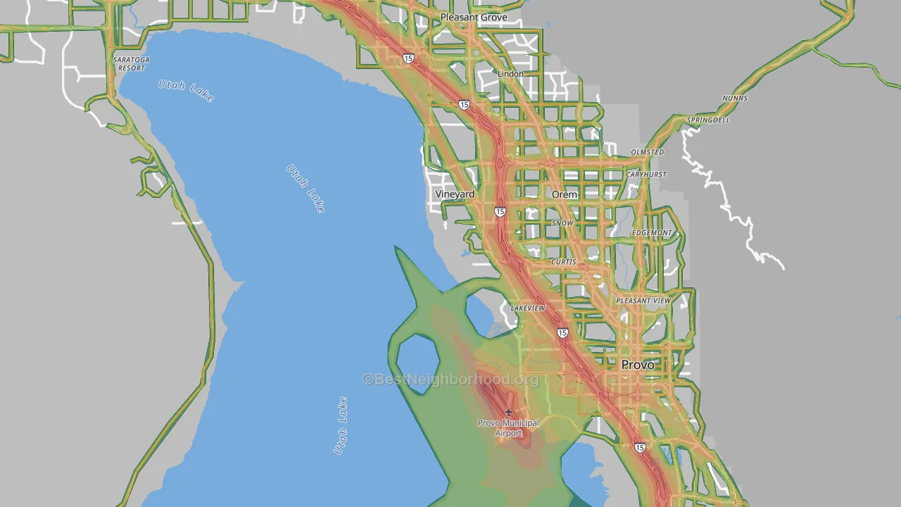 Utah County, UT Map of Noise Levels in Utah County