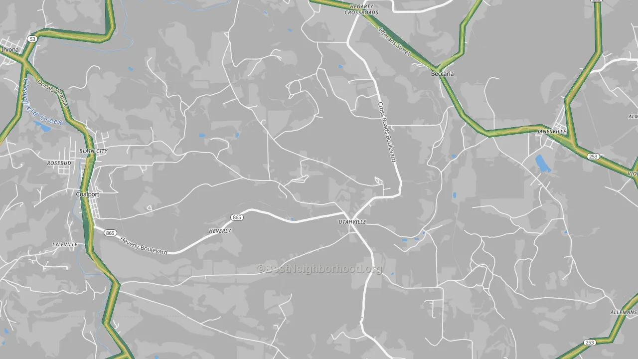 Utahville, PA Map of Noise Levels in Utahville