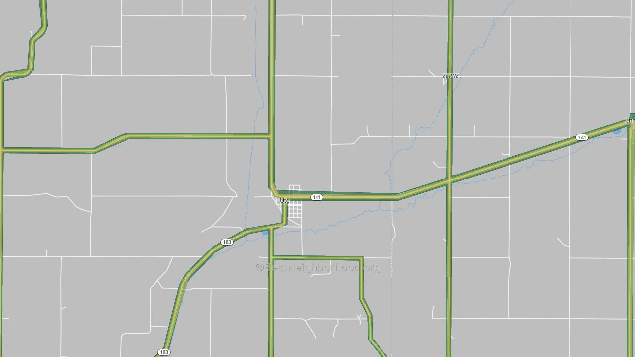 Ute, IA Map of Noise Levels in Ute