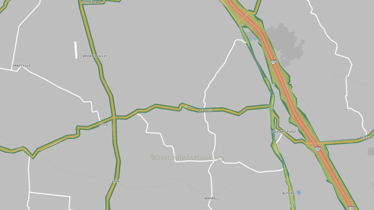 Utica, KY Map of Noise Levels in Utica
