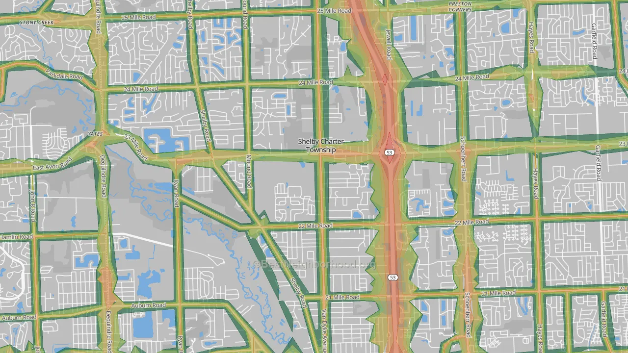 Utica, MI Map of Noise Levels in Utica