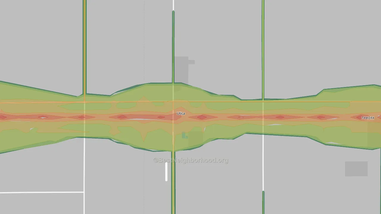 Utica, NE Map of Noise Levels in Utica