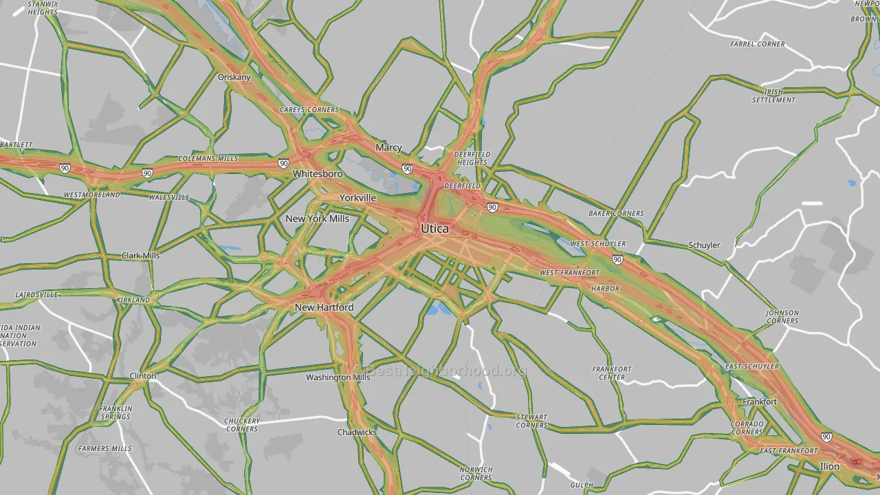 Utica, NY Map of Noise Levels in Utica