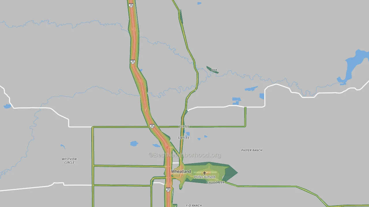 Uva, WY Map of Noise Levels in Uva