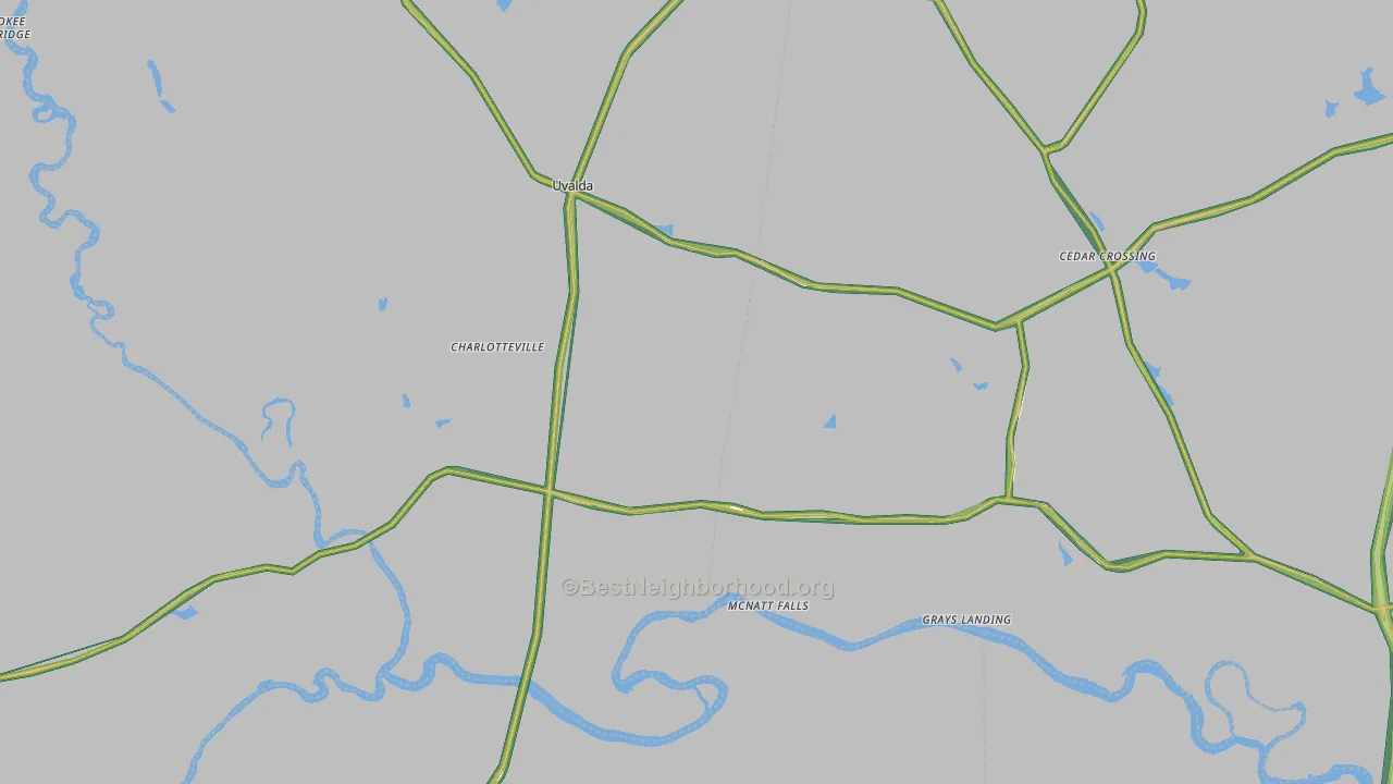 Uvalda, GA Map of Noise Levels in Uvalda