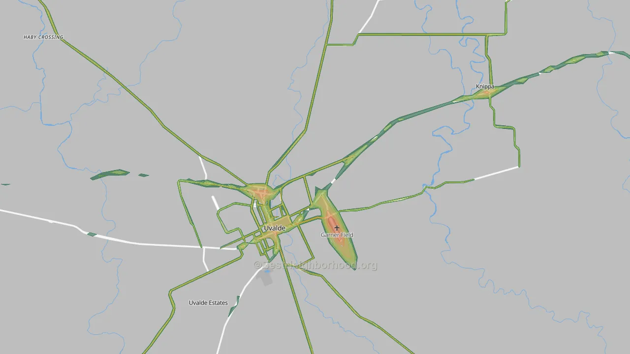 Uvalde County, TX Map of Noise Levels in Uvalde County