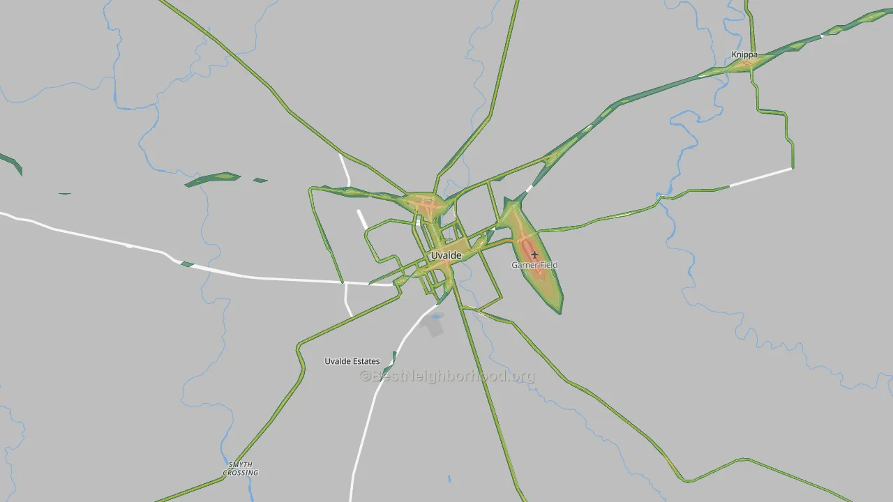 Uvalde, TX Map of Noise Levels in Uvalde