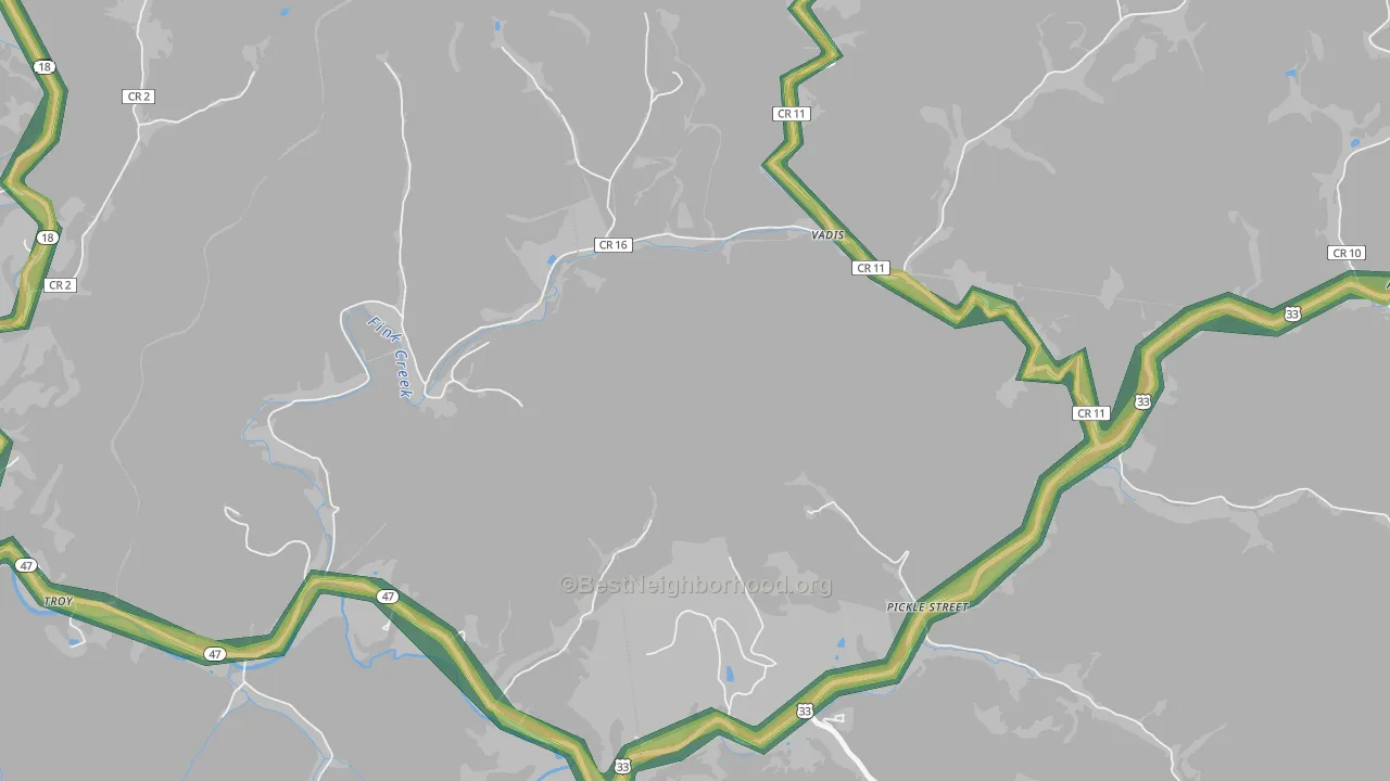 Vadis, WV Map of Noise Levels in Vadis