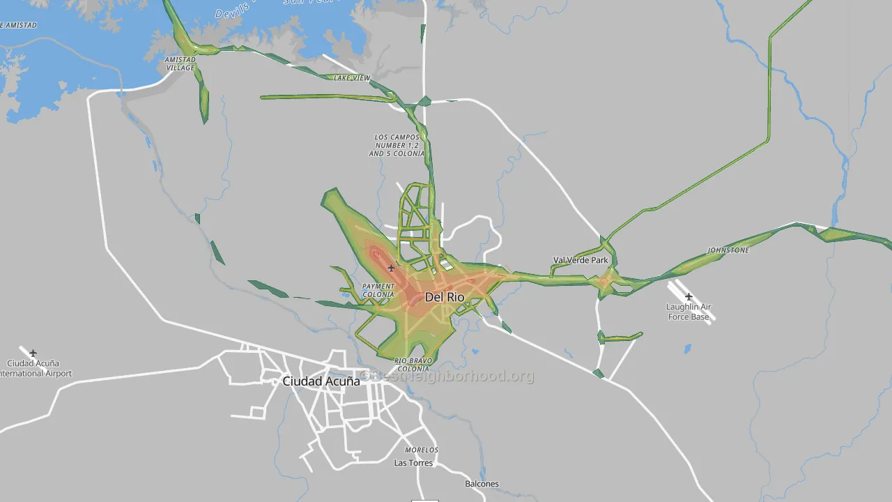 Val Verde County, TX Map of Noise Levels in Val Verde County