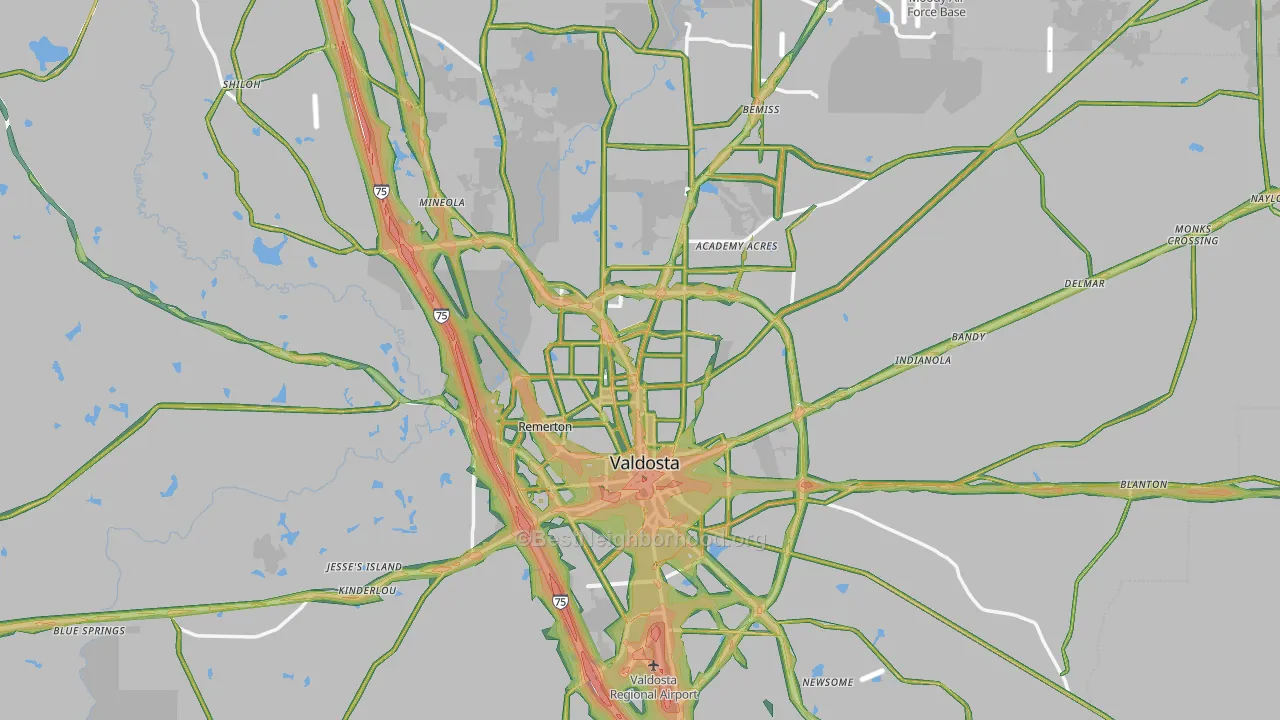 Valdosta, GA Map of Noise Levels in Valdosta