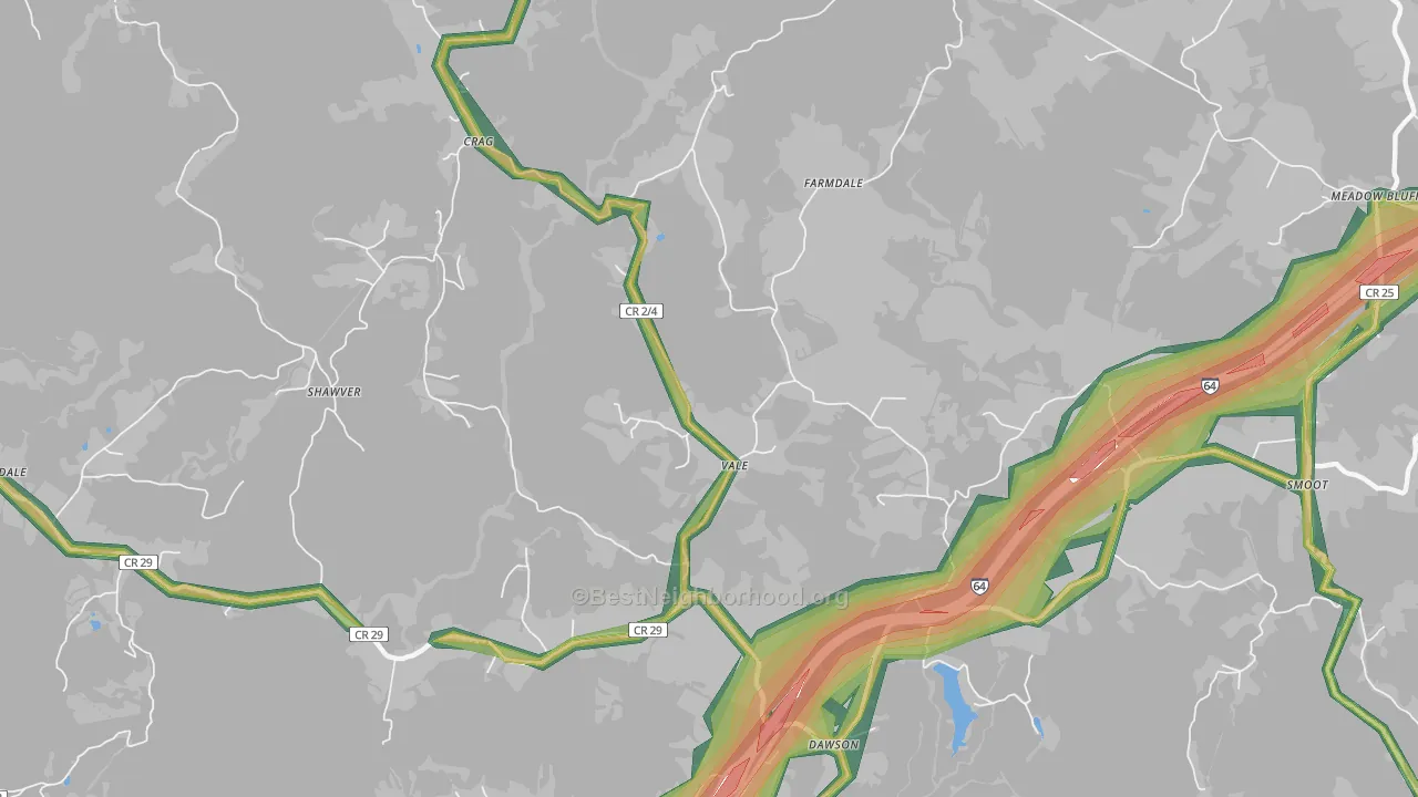 Vale, WV Map of Noise Levels in Vale