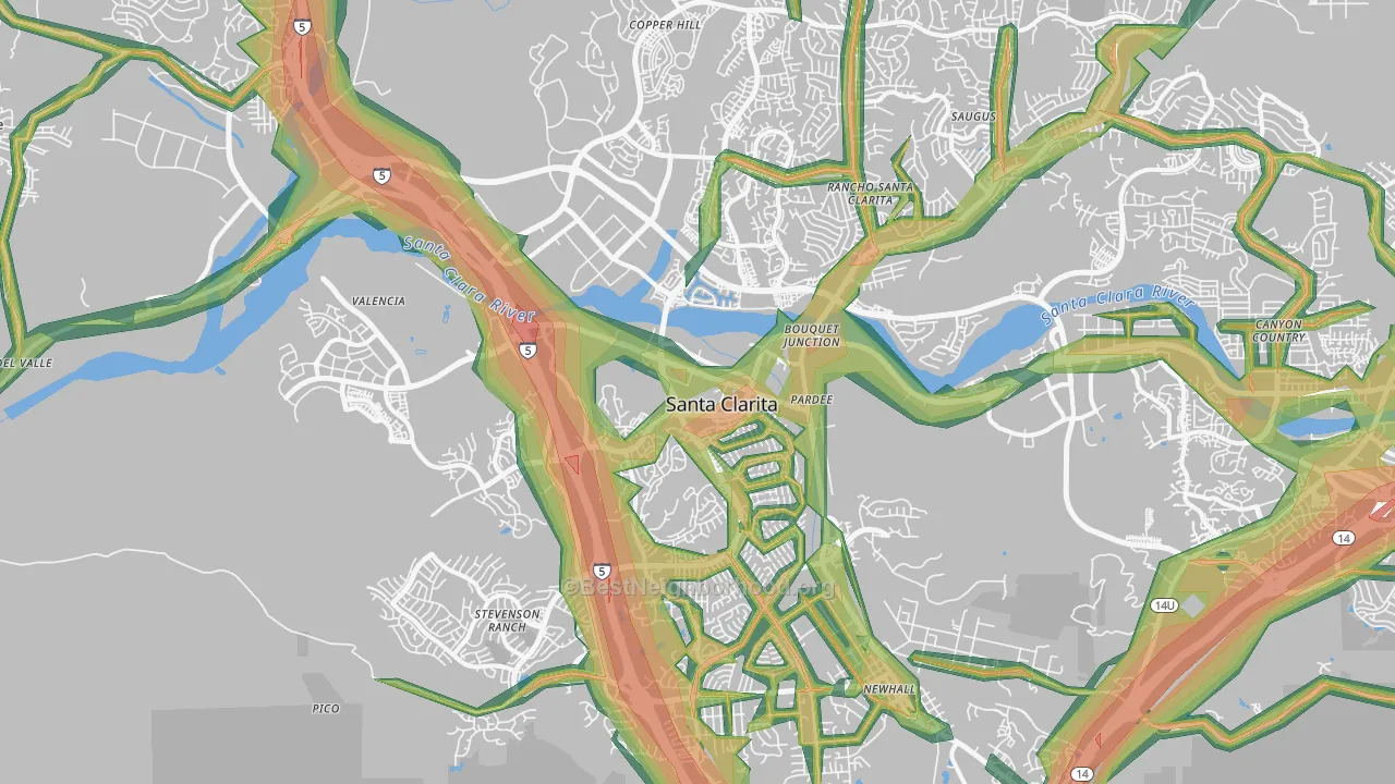 Valencia, CA Map of Noise Levels in Valencia