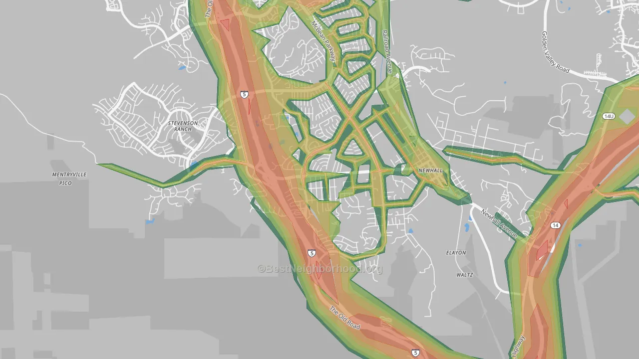 Valencia, Newhall, CA Map of Noise Levels in Valencia