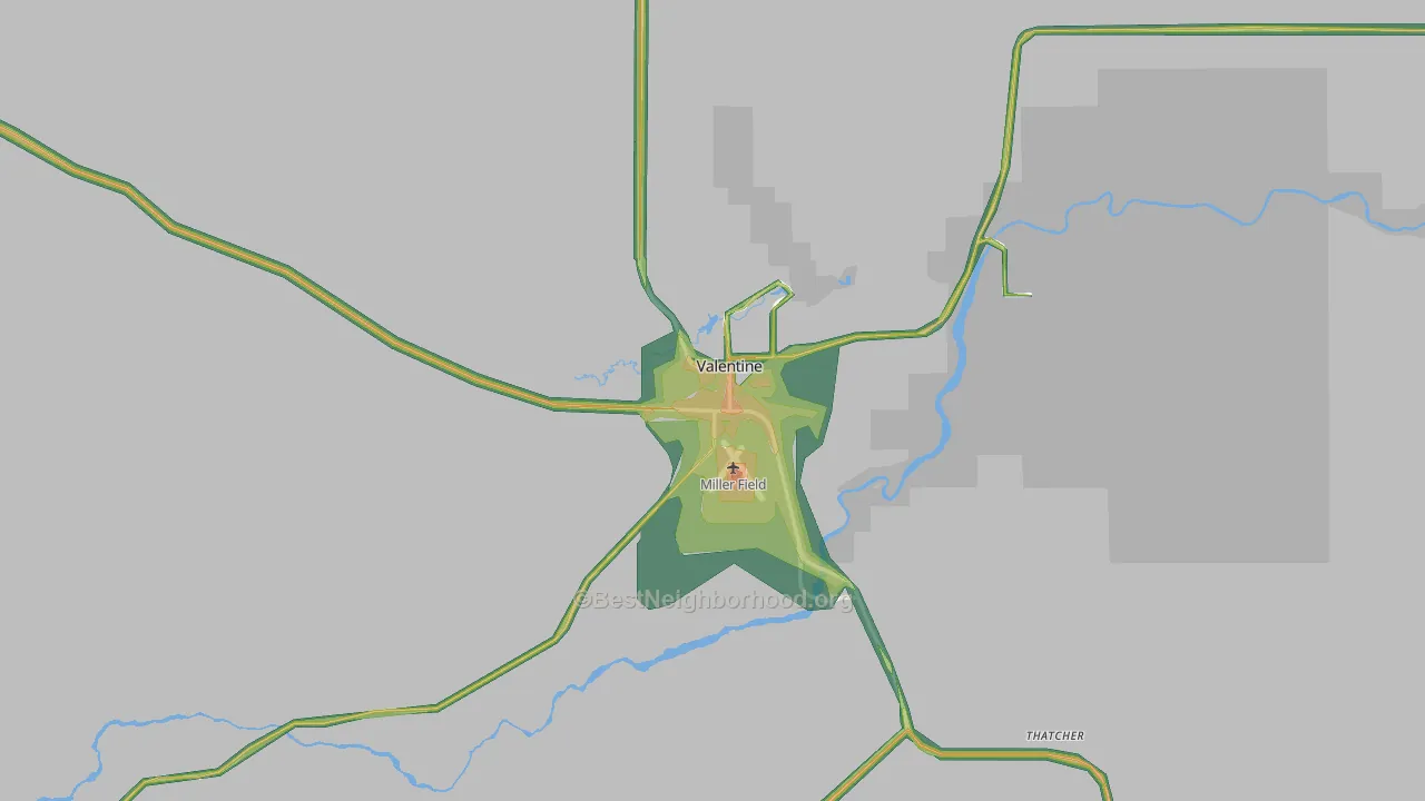 Valentine, NE Map of Noise Levels in Valentine