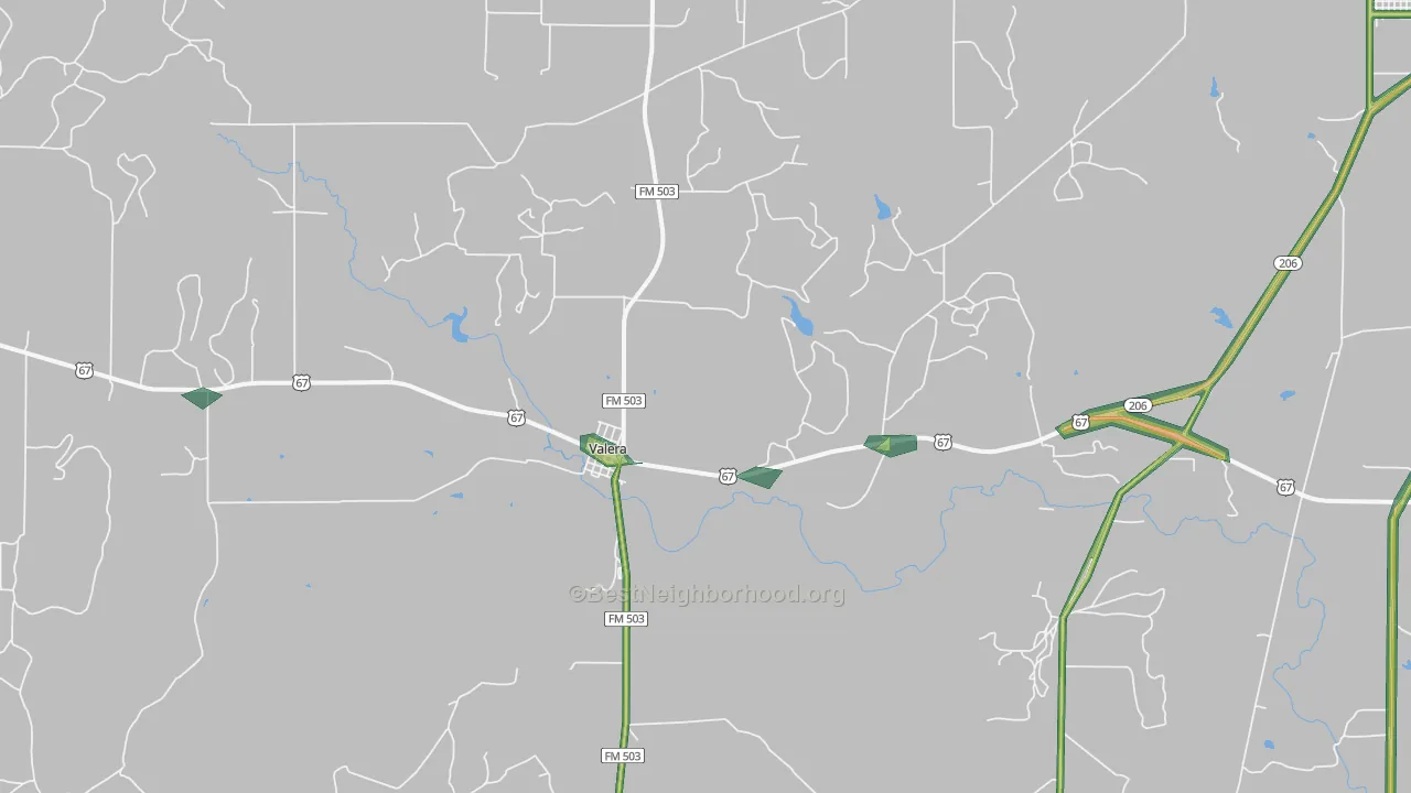 Valera, TX Map of Noise Levels in Valera
