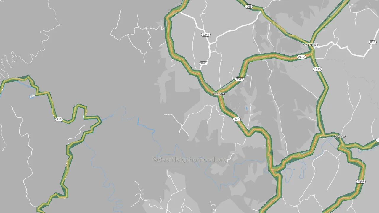 Valeria, KY Map of Noise Levels in Valeria