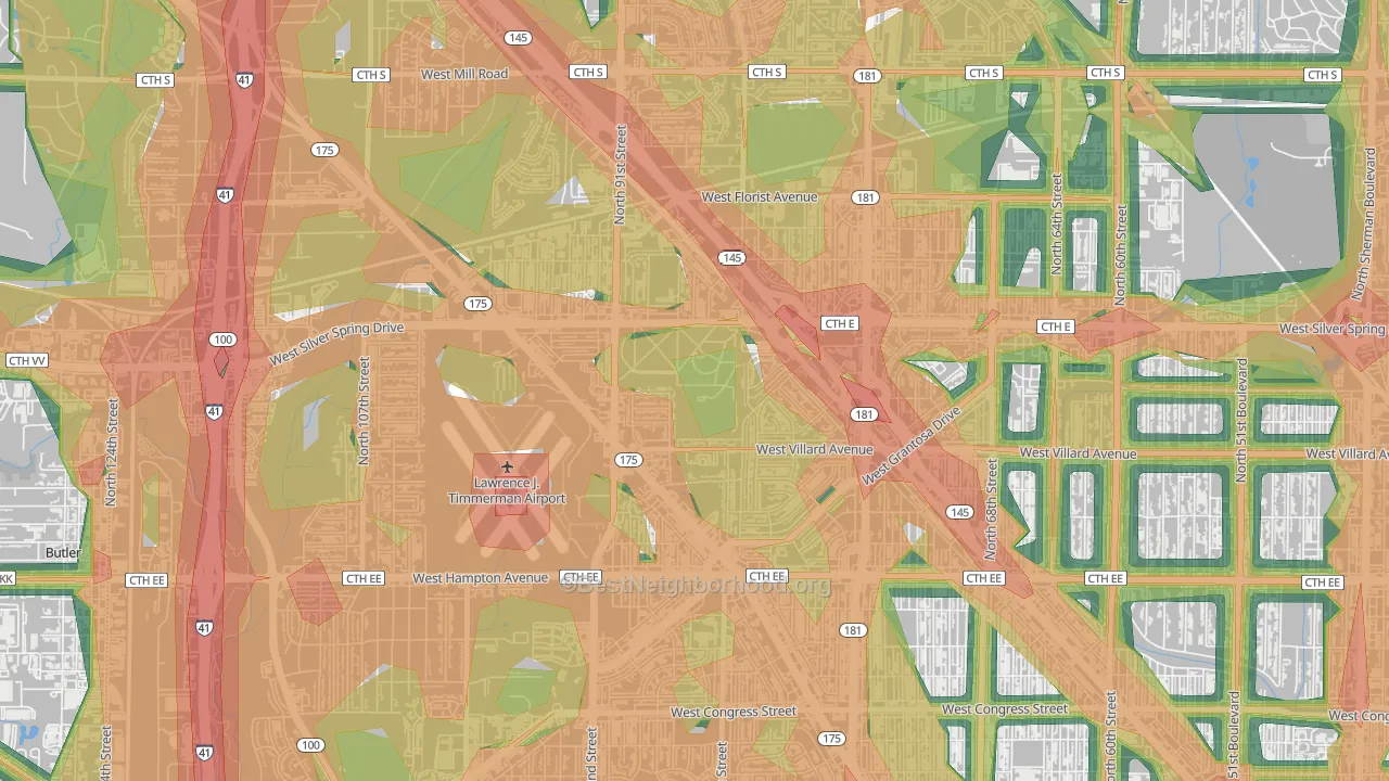 Valhalla, Milwaukee, WI Map of Noise Levels in Valhalla