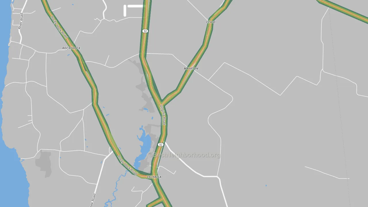 Valhalla, NC Map of Noise Levels in Valhalla