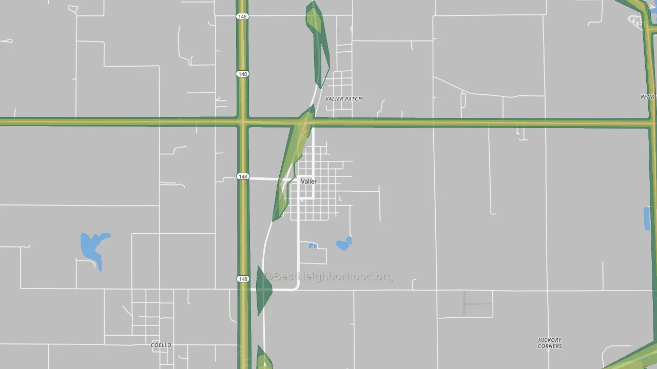 Valier, IL Map of Noise Levels in Valier
