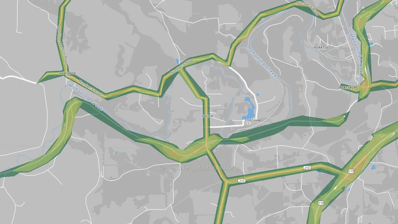 Valier, PA Map of Noise Levels in Valier
