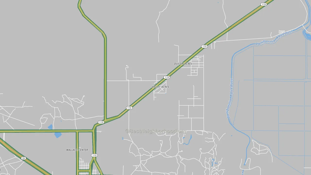 Valley Acres, CA Map of Noise Levels in Valley Acres