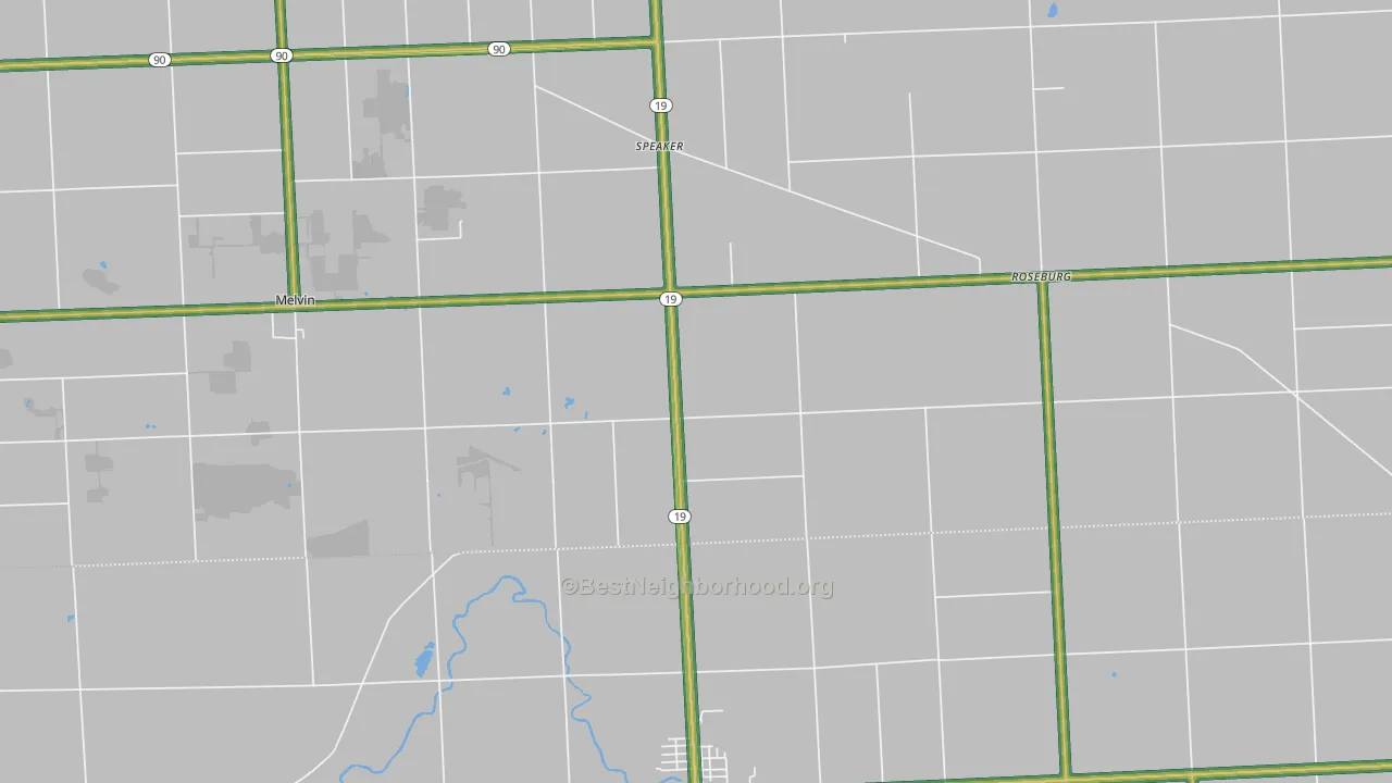 Valley Center, MI Map of Noise Levels in Valley Center