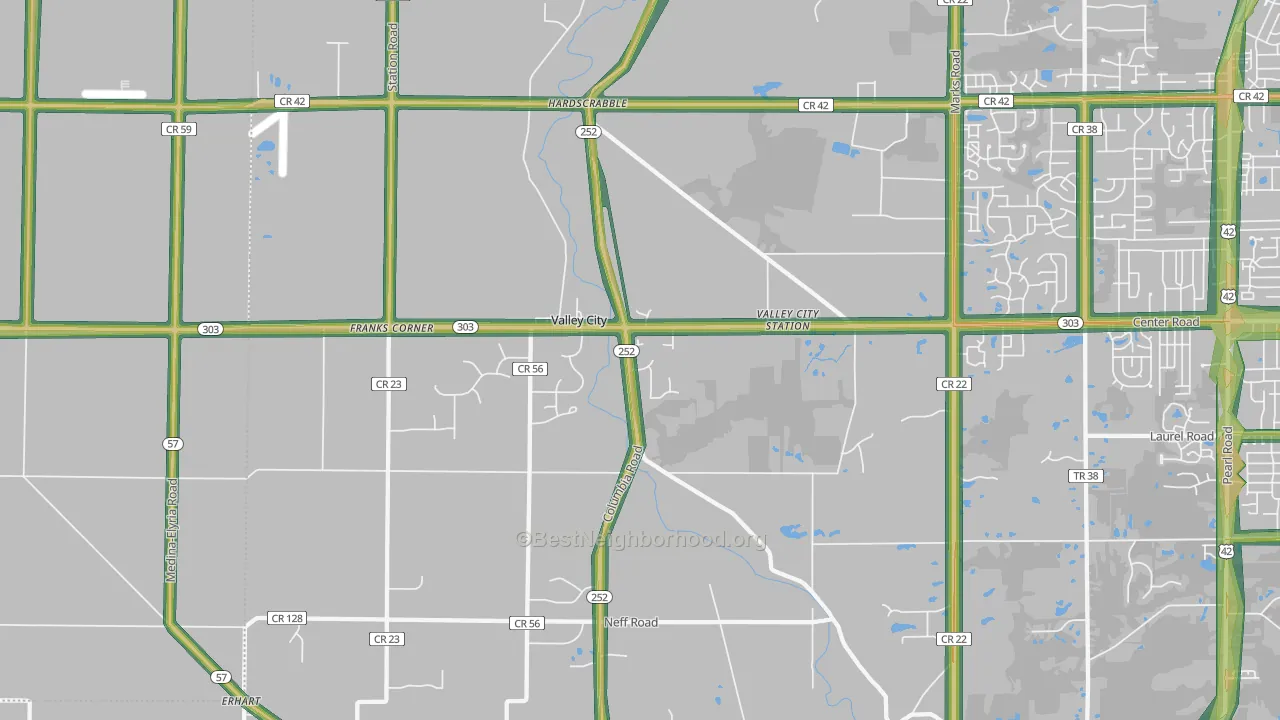 Valley City, OH Map of Noise Levels in Valley City
