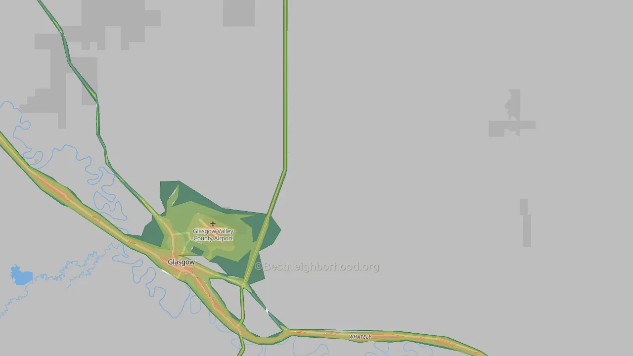 Valley County, MT Map of Noise Levels in Valley County