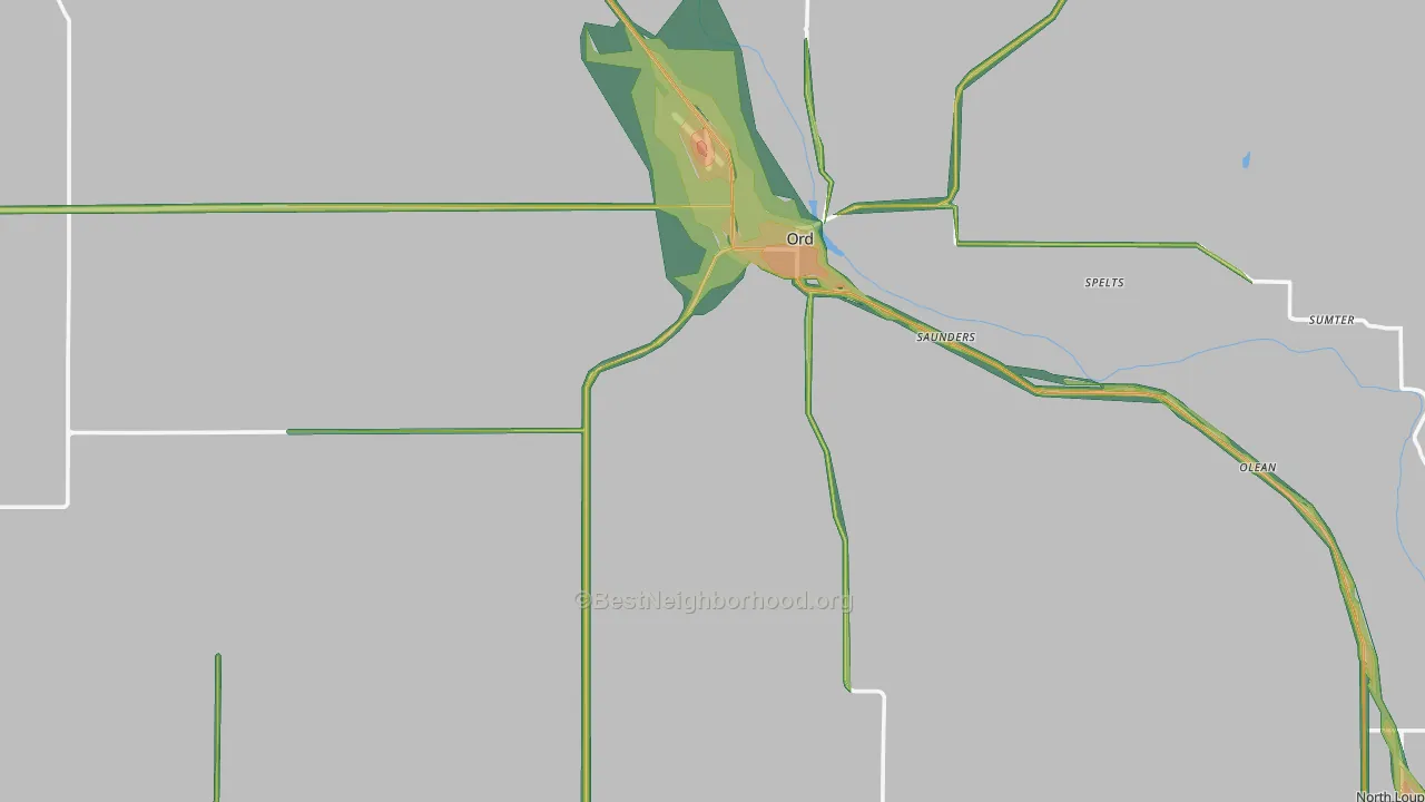 Valley County, NE Map of Noise Levels in Valley County