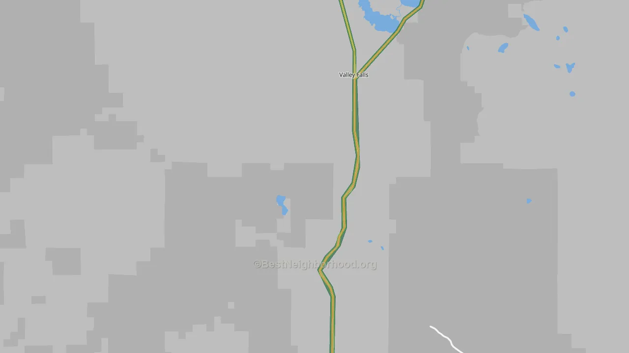 Valley Falls, OR Map of Noise Levels in Valley Falls