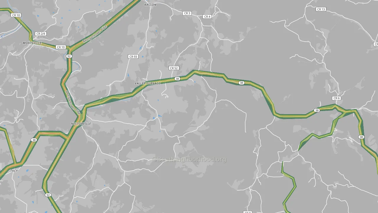 Valley Furnace, WV Map of Noise Levels in Valley Furnace