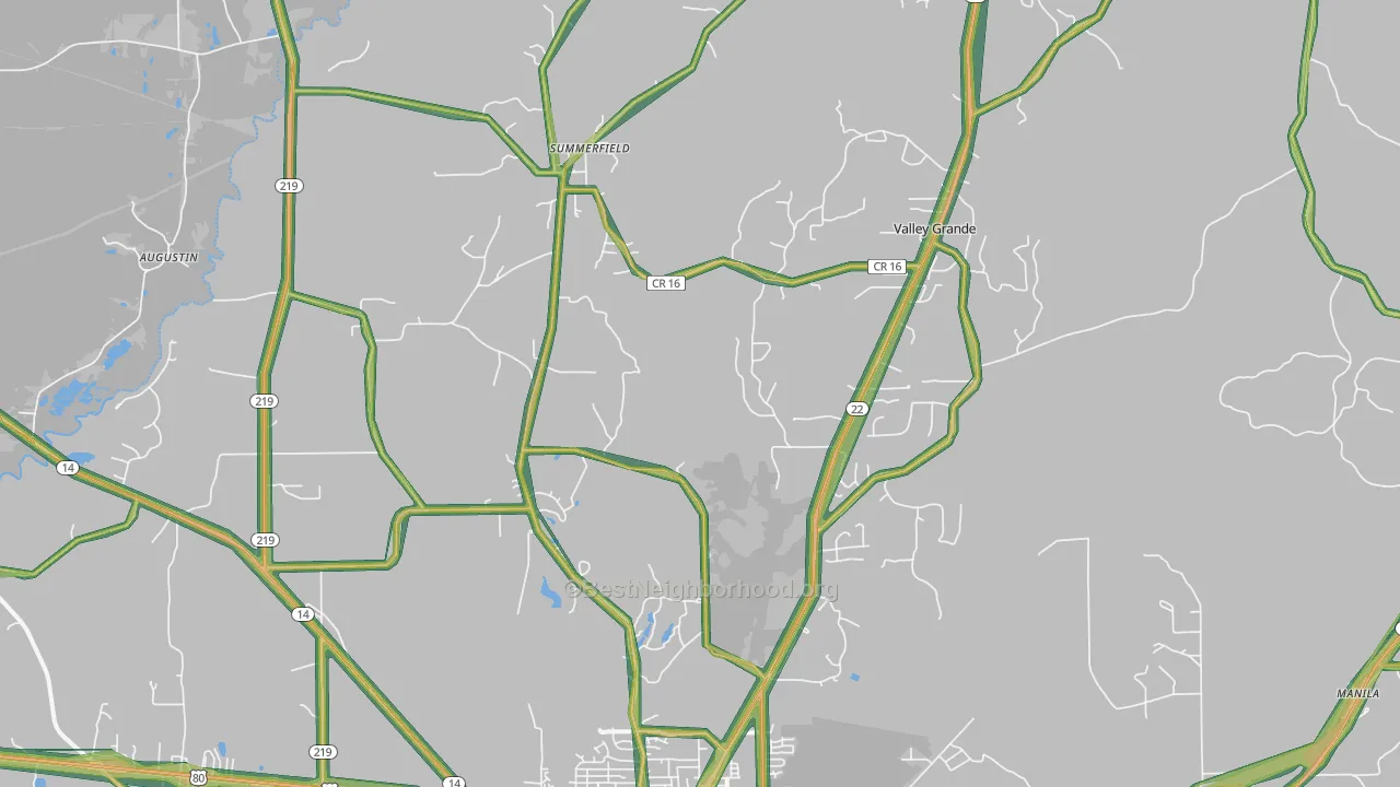 Valley Grande, AL Map of Noise Levels in Valley Grande