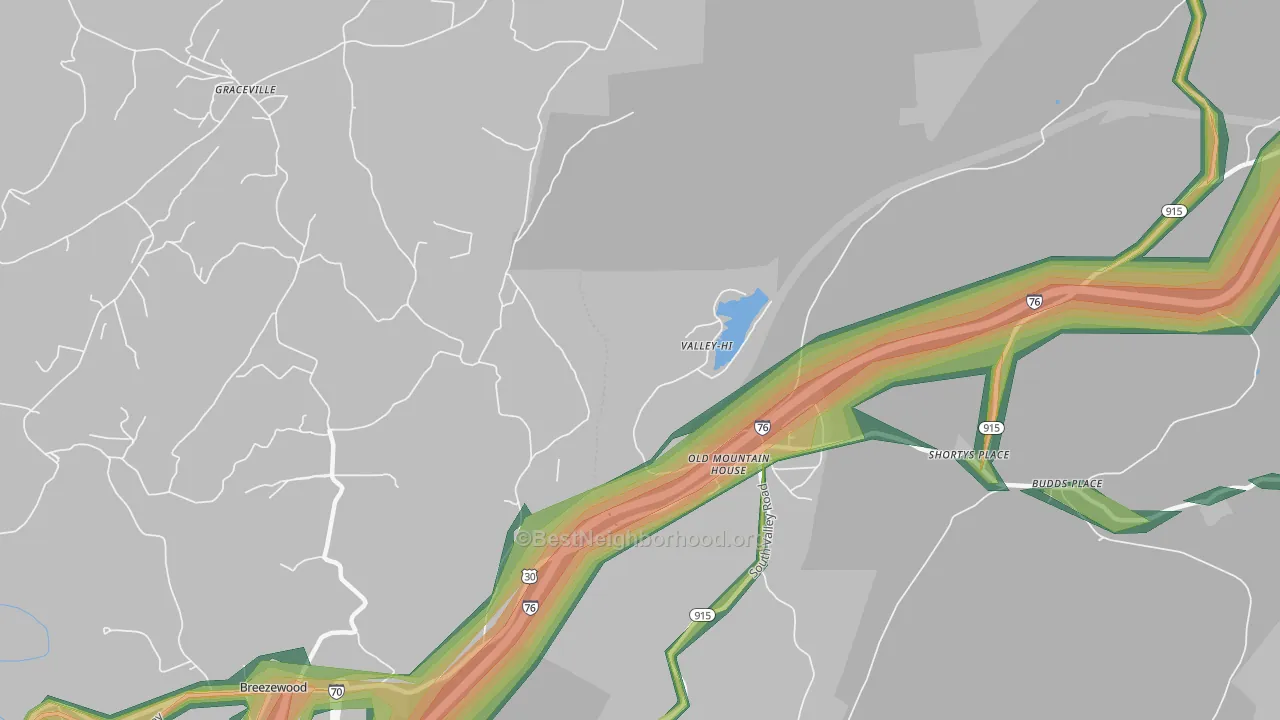 Valley-Hi, PA Map of Noise Levels in Valley-Hi