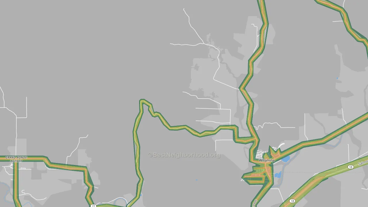 Valley Junction, OR Map of Noise Levels in Valley Junction