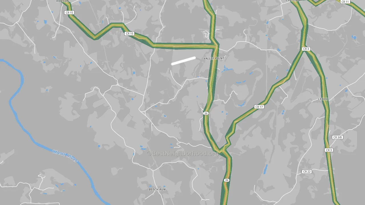Valley Point, WV Map of Noise Levels in Valley Point