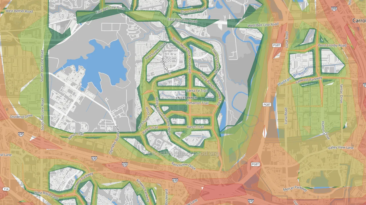 Valley Ranch, Irving, TX Map of Noise Levels in Valley Ranch