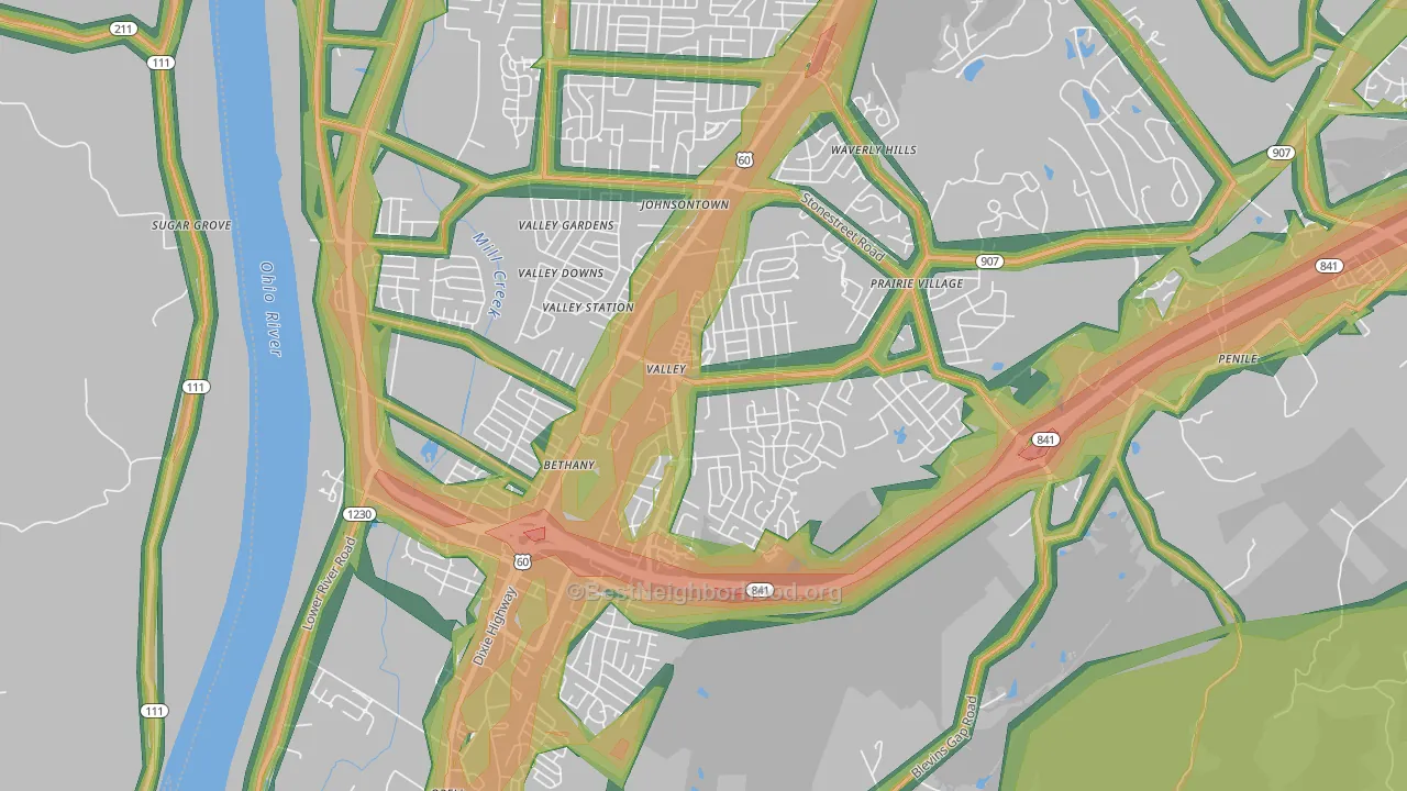 Valley Station, Louisville, KY Map of Noise Levels in Valley Station