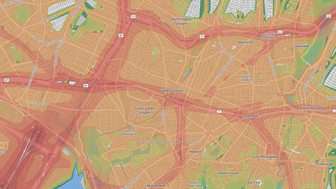 Valley Stream, NY Map of Noise Levels in Valley Stream