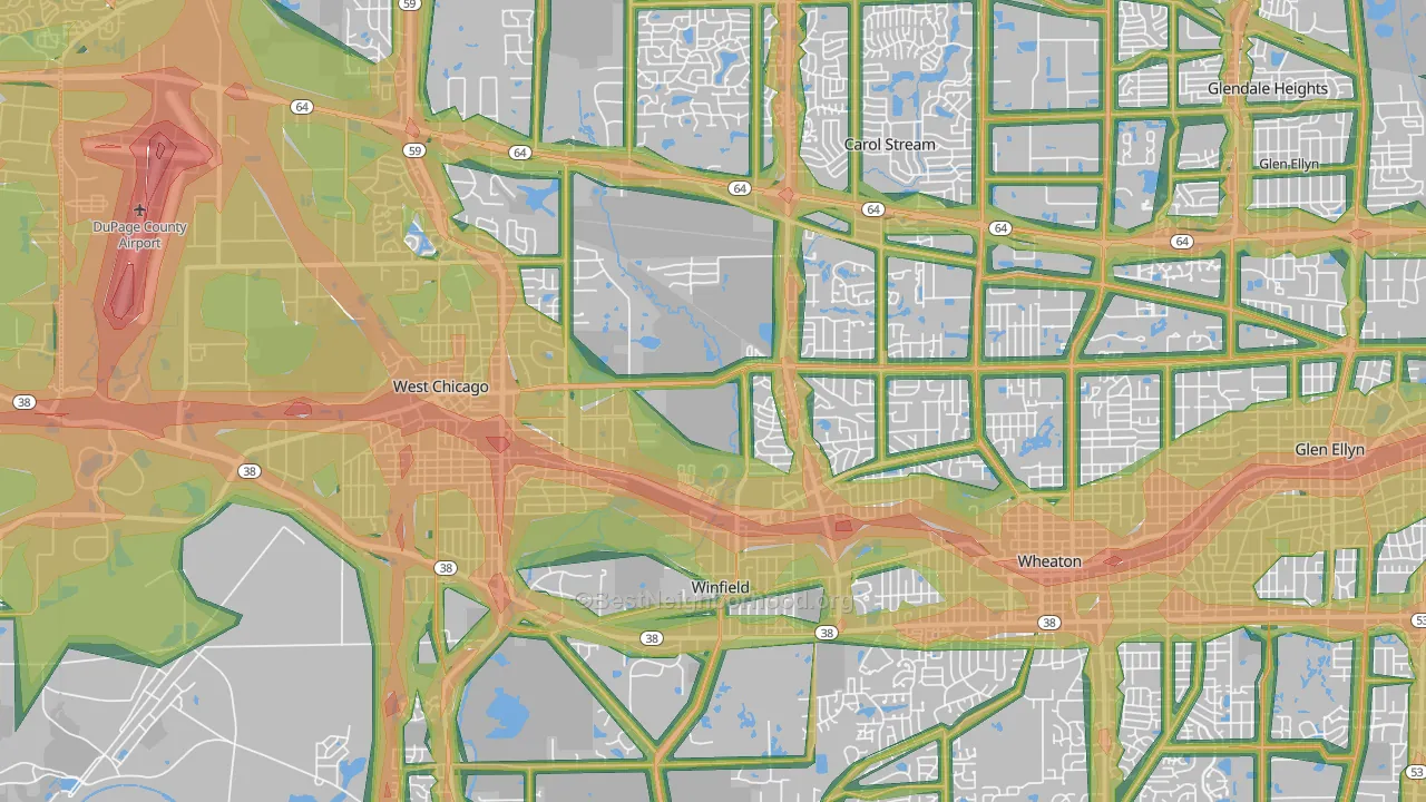 Valley View, Glen Ellyn, IL Map of Noise Levels in Valley View