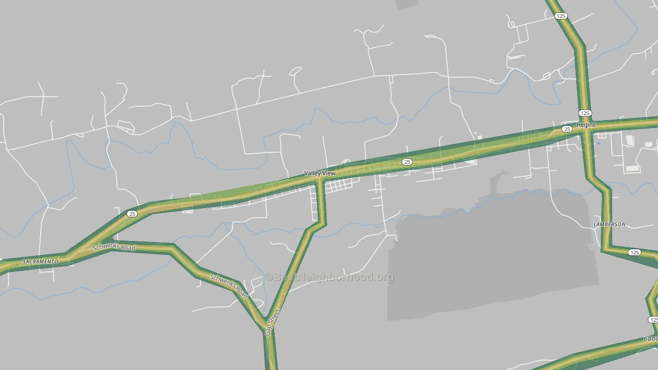 Valley View, PA Map of Noise Levels in Valley View