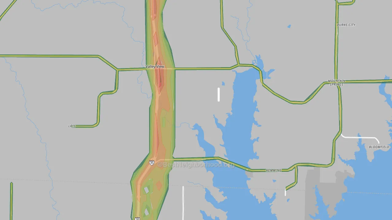 Valley View, TX Map of Noise Levels in Valley View