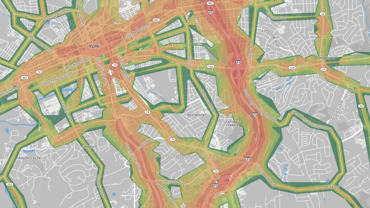 Valley View, York, PA Map of Noise Levels in Valley View