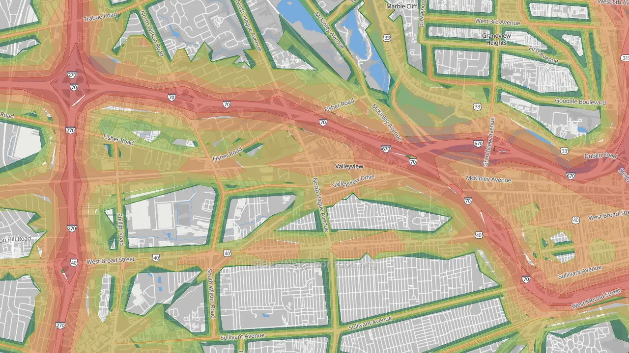 Valleyview, OH Map of Noise Levels in Valleyview