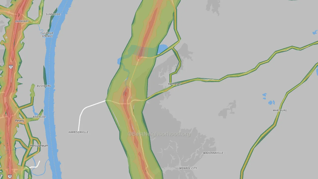 Valmeyer, IL Map of Noise Levels in Valmeyer