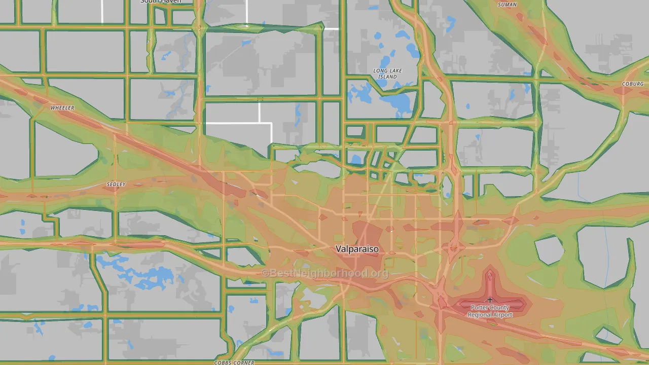 Valparaiso, IN Map of Noise Levels in Valparaiso