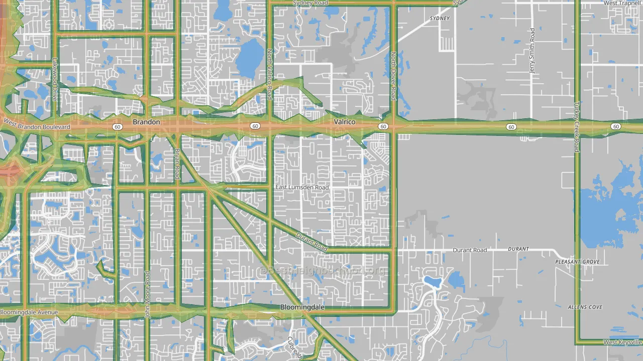 Valrico, FL Map of Noise Levels in Valrico